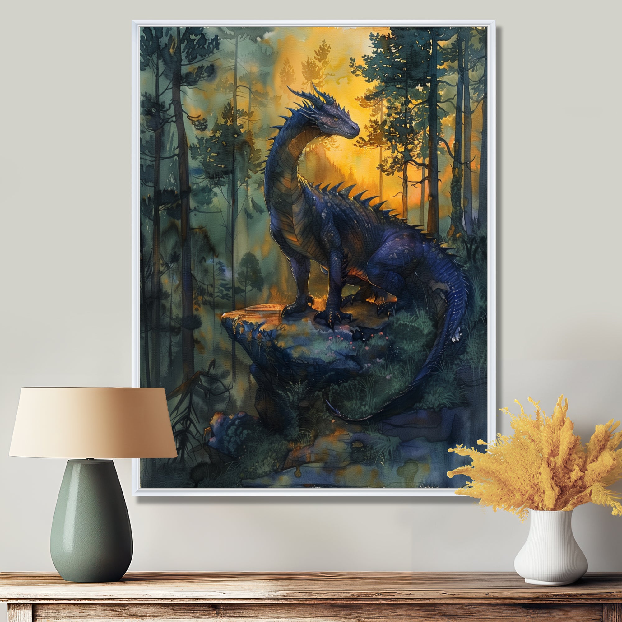 Darkness and Mystic Forest Dragon - Dragons Bedroom Wall Art