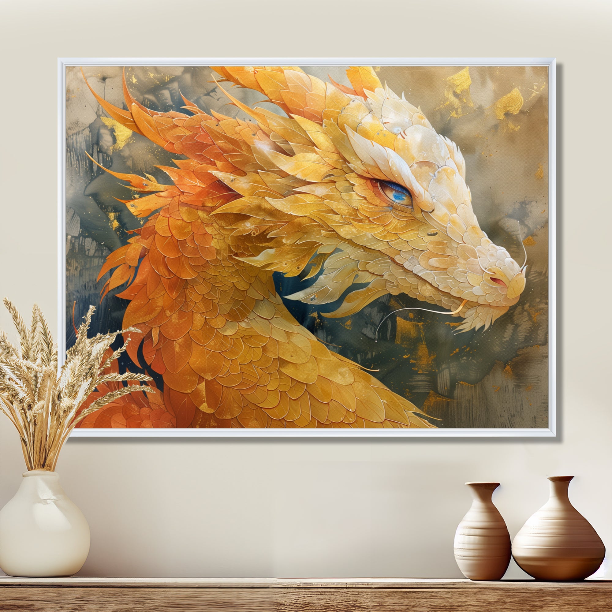 Treasured Scales Dragon collage - Dragons Canvas Wall Art