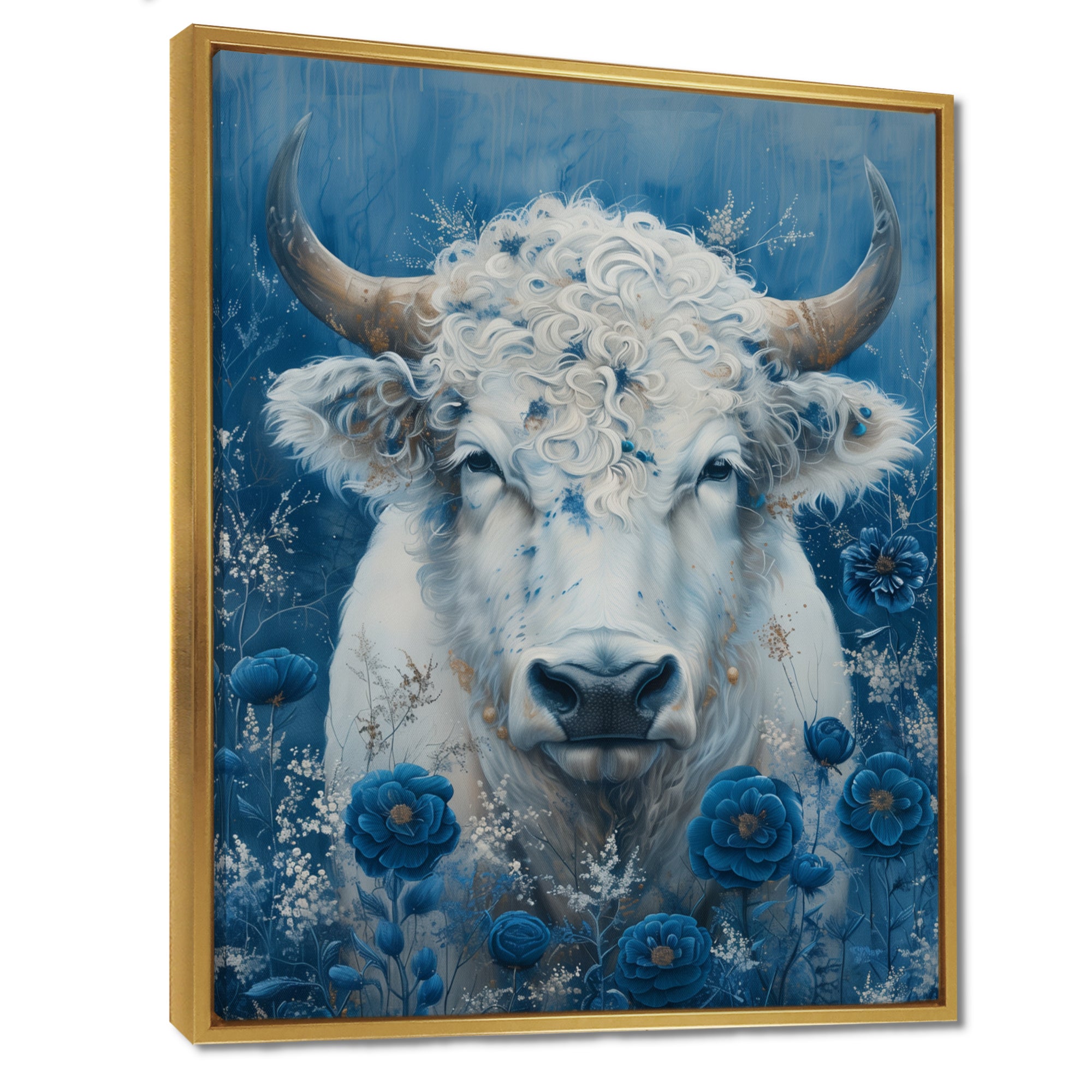 White blue Cosmic Nurture Taurus - Taurus Canvas Wall Art