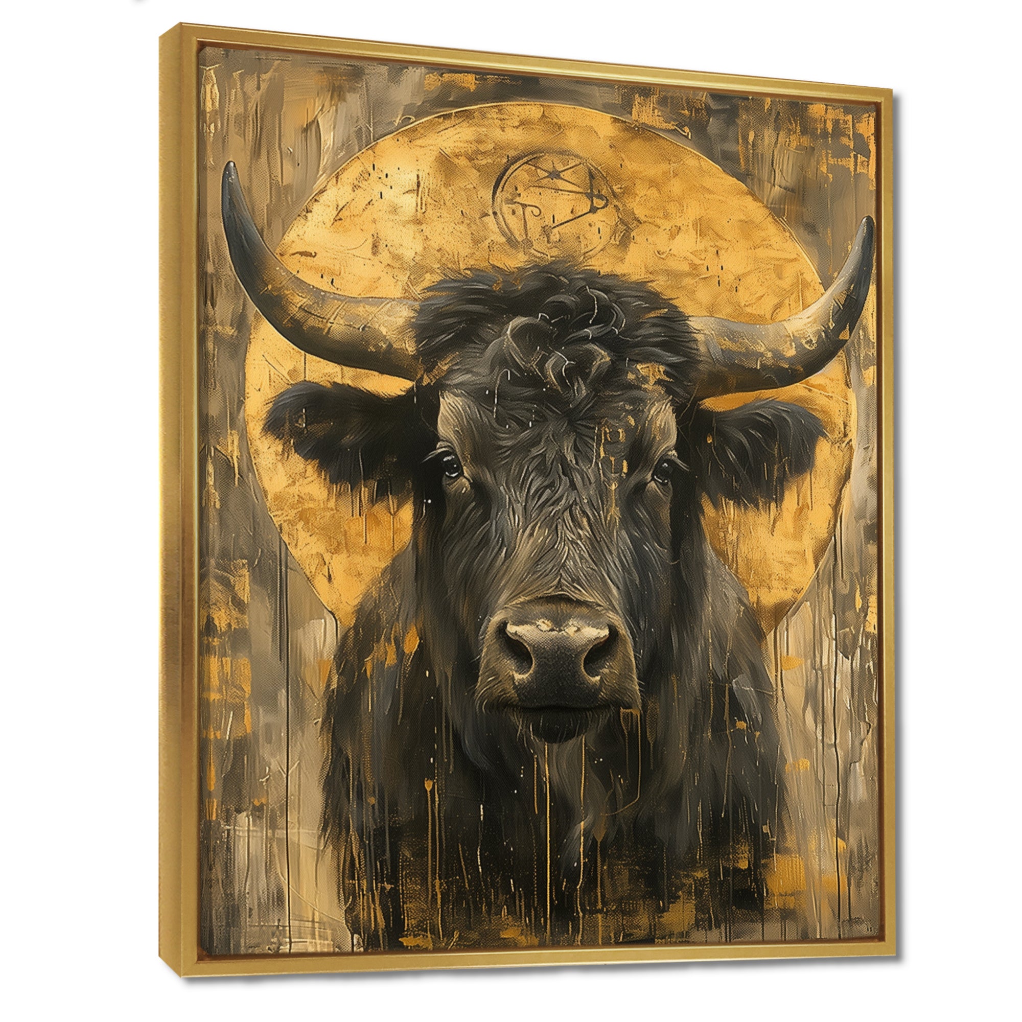 Golden Taurus zodiac portrait - Taurus Canvas Wall Art