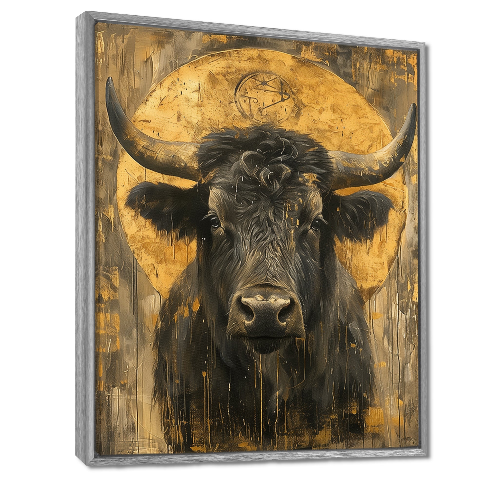 Golden Taurus zodiac portrait - Taurus Canvas Wall Art