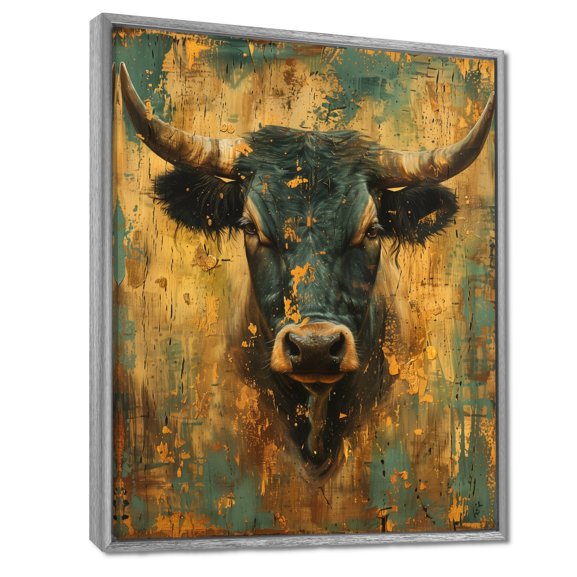 Vintage golden green Taurus - Taurus Wall Art Prints