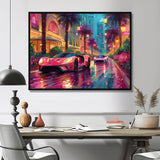 Pink blue Miami exotic cars - Car Exotic Canvas Wall Art