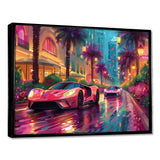 Pink blue Miami exotic cars - Car Exotic Canvas Wall Art