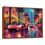 Pink blue Miami exotic cars - Car Exotic Canvas Wall Art