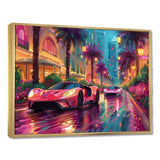 Pink blue Miami exotic cars - Car Exotic Canvas Wall Art