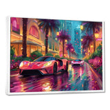 Pink blue Miami exotic cars - Car Exotic Canvas Wall Art