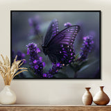 Purple black Butterfly beauty on flower - Butterfly Canvas Wall Art