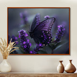 Purple black Butterfly beauty on flower - Butterfly Canvas Wall Art