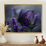 Purple black Butterfly beauty on flower - Butterfly Canvas Wall Art