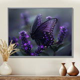 Purple black Butterfly beauty on flower - Butterfly Canvas Wall Art