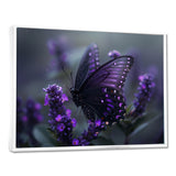 Purple black Butterfly beauty on flower - Butterfly Canvas Wall Art