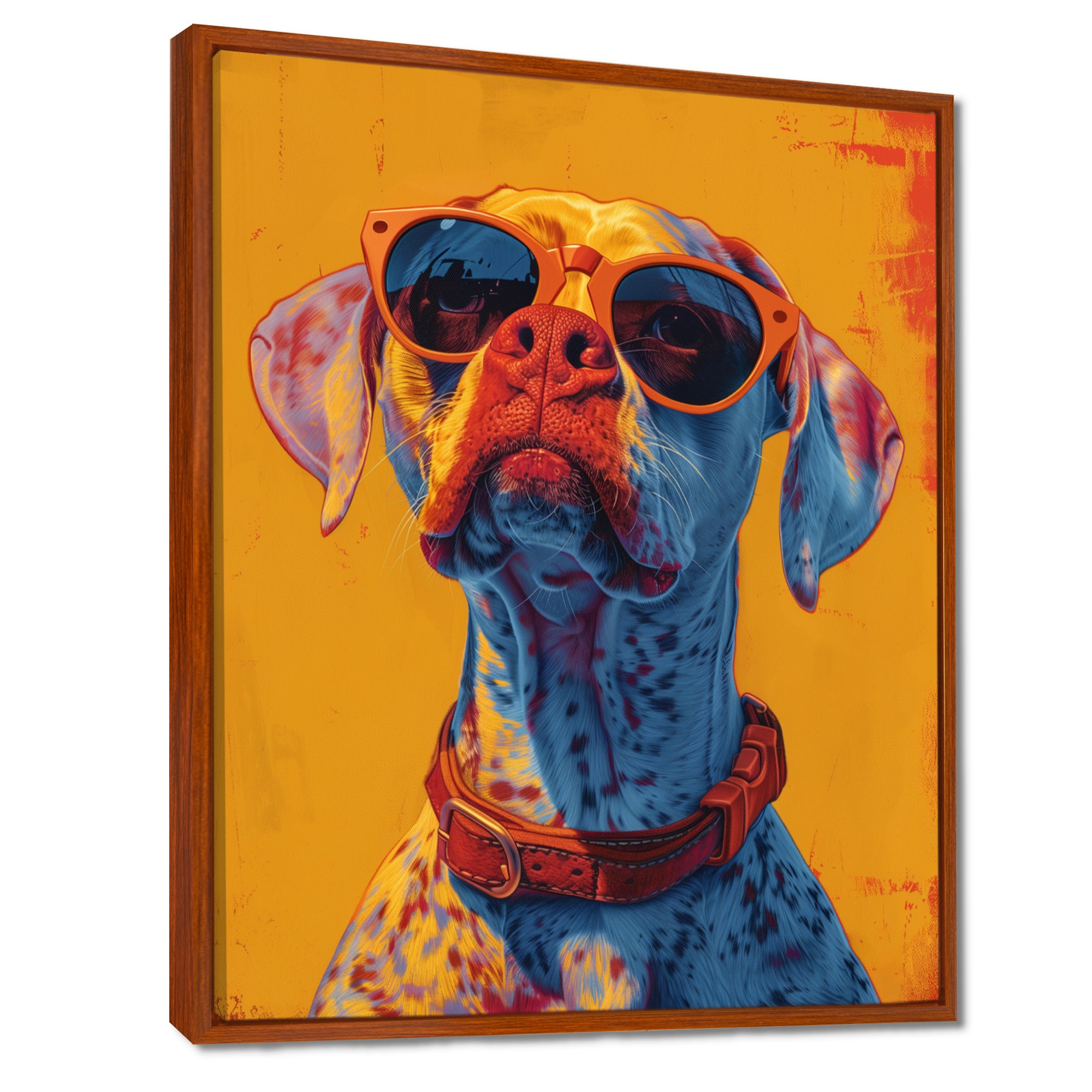 Orange red boxer dog with sunglasses - Dog Wall Decor