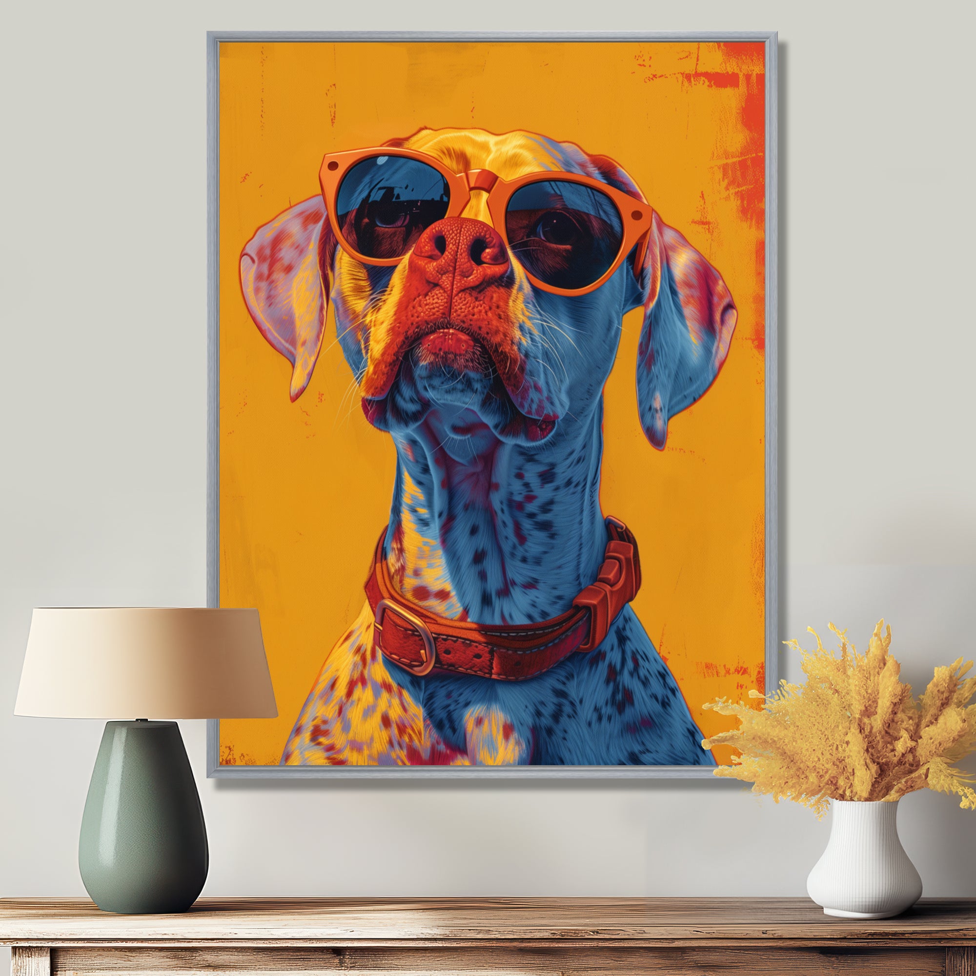 Orange red boxer dog with sunglasses - Dog Wall Decor
