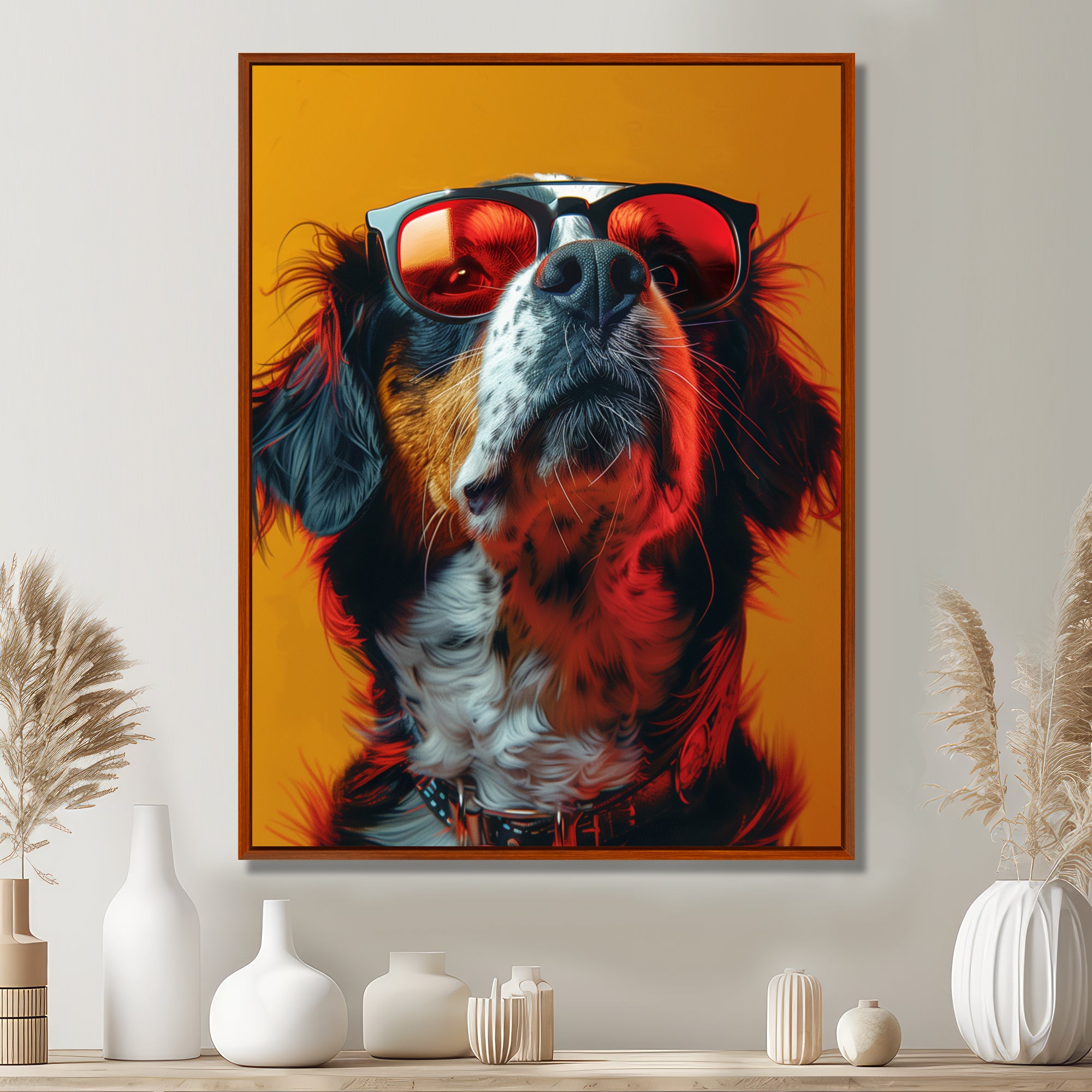 Red yellow sunglasses Bernese portrait - Dog Wall Art Prints