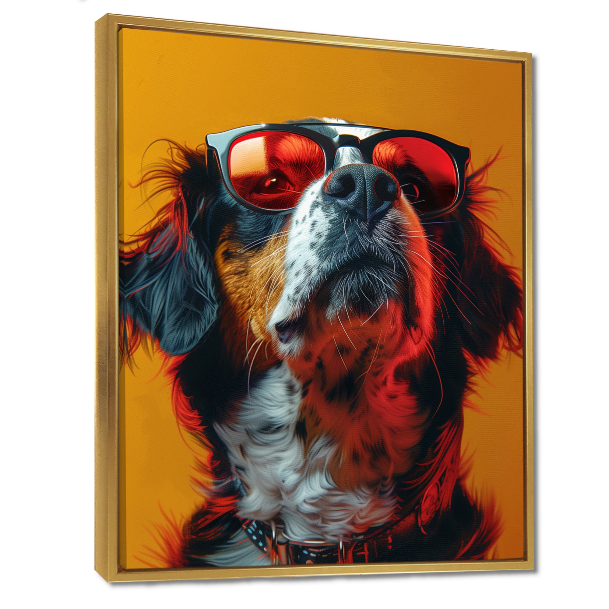 Red yellow sunglasses Bernese portrait - Dog Wall Art Prints