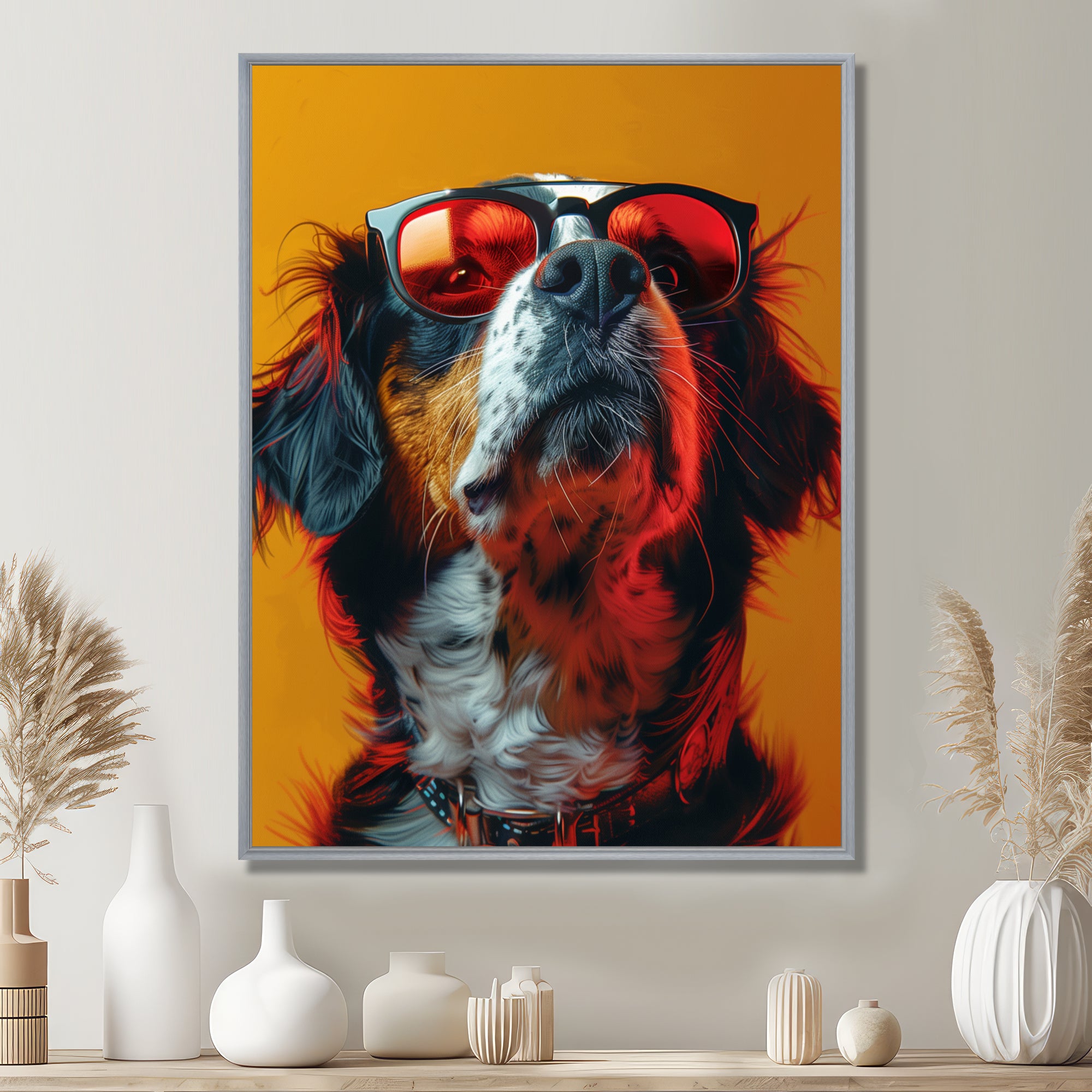 Red yellow sunglasses Bernese portrait - Dog Wall Art Prints