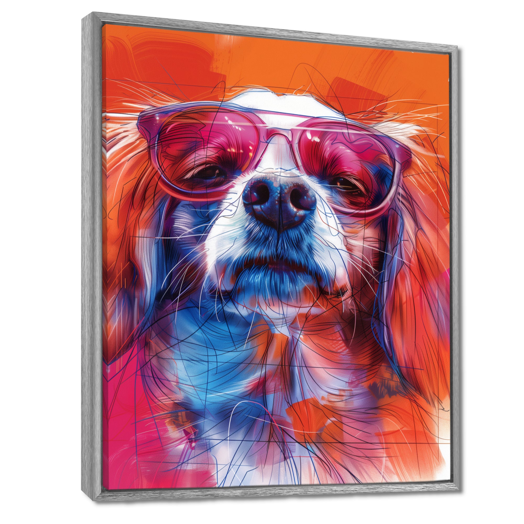 Pink white sunglasses border collie portrait - Dog Wall Art Prints