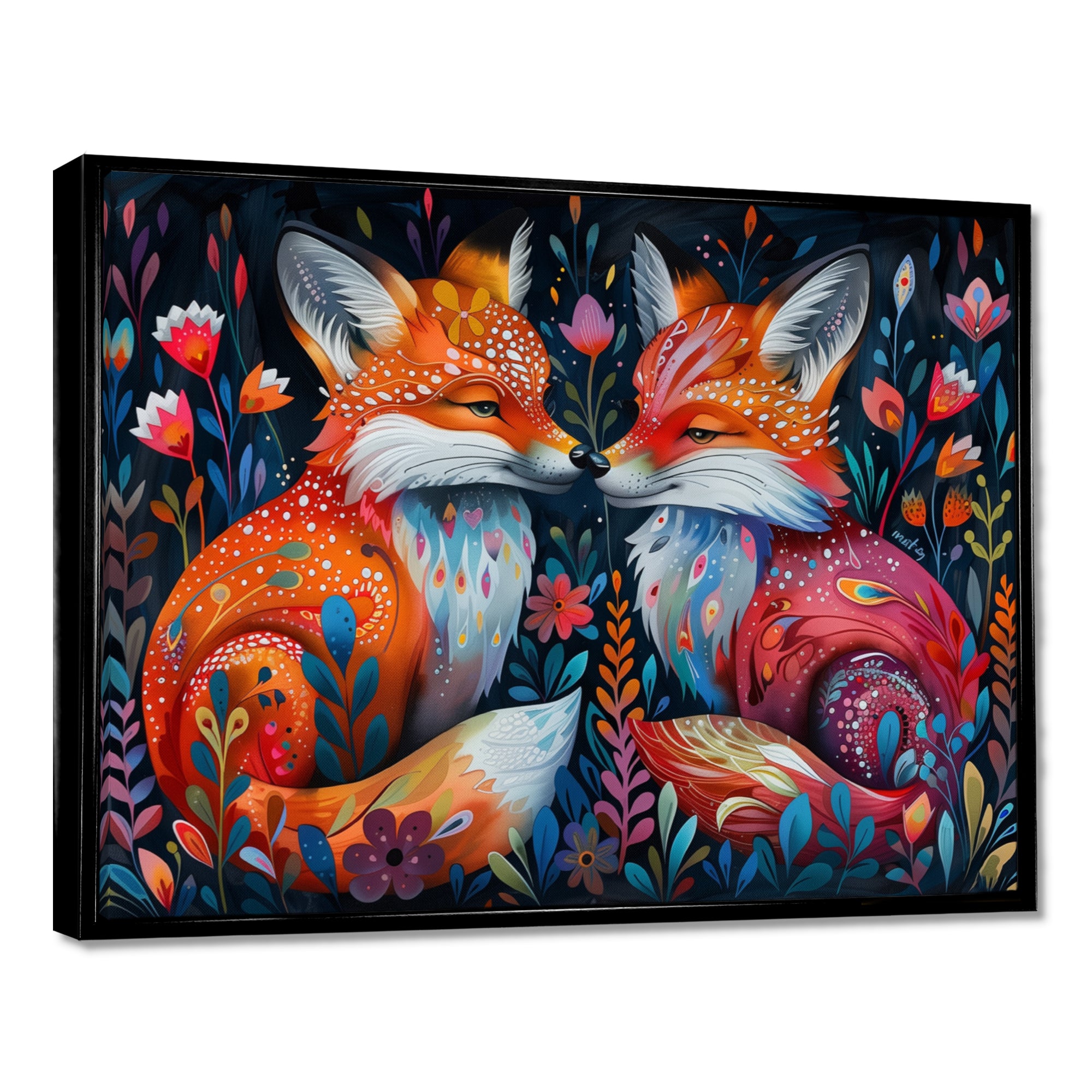 Orange green autumn Fox dreams meadow - Fox Large Canvas Wall Art