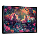 Pink green Rhino wondering dreams - Rhino Wall Decor
