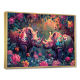 Pink green Rhino wondering dreams - Rhino Wall Decor