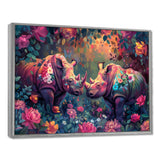 Pink green Rhino wondering dreams - Rhino Wall Decor