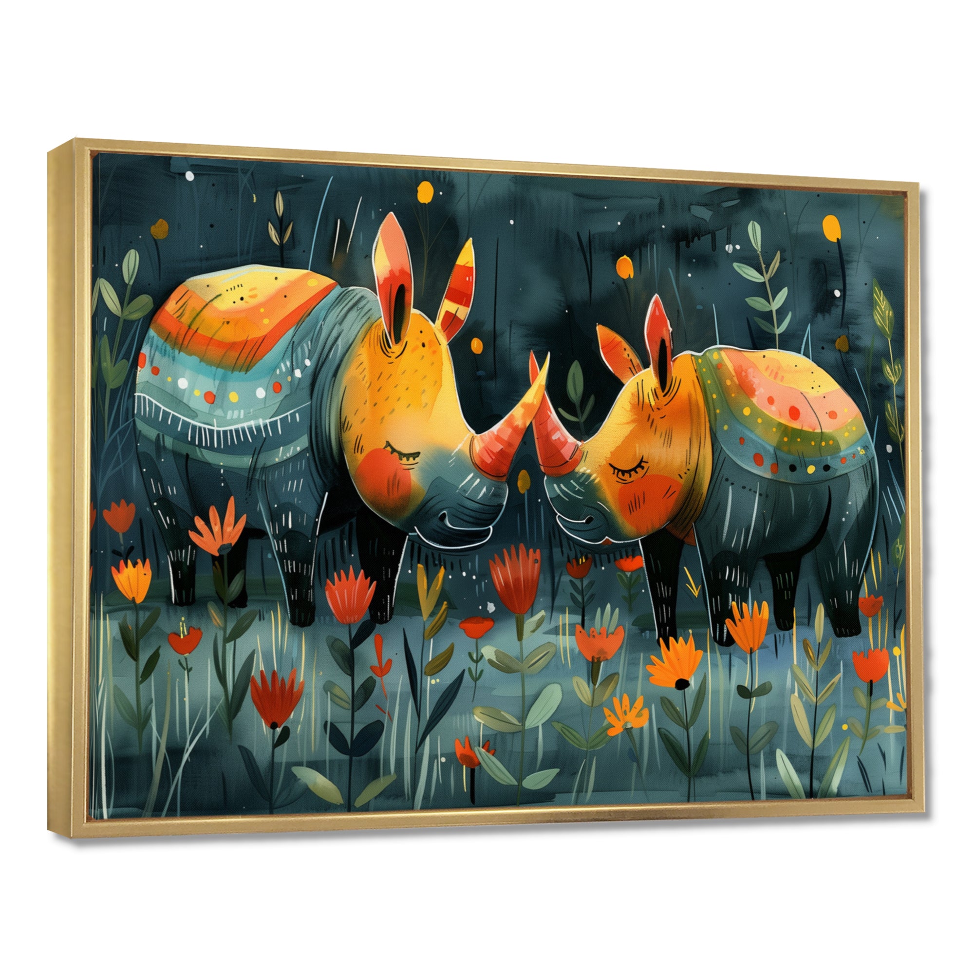 Yellow green Rhino wondering dreams - Rhino Wall Decor