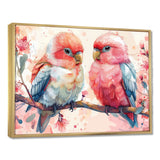 Pink blue parrots on a floral branch - Parrot Living Room Wall Art
