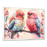 Pink blue parrots on a floral branch - Parrot Living Room Wall Art