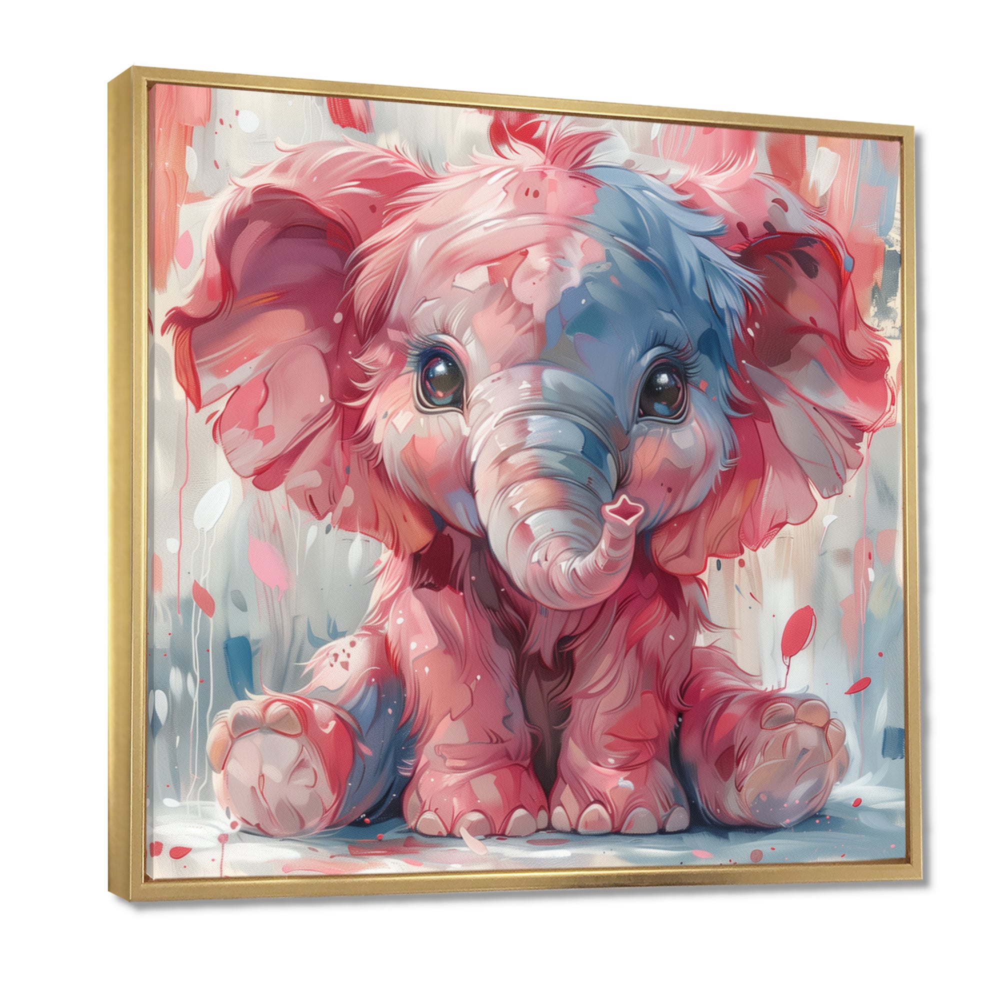 Pink blue baby elephant - Elephant Bedroom Wall Art