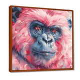 Pink blue gorilla portrait - Gorilla Canvas Wall Art