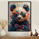 Red black panda portrait illusion - Panda Canvas Wall Art