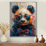 Red black panda portrait illusion - Panda Canvas Wall Art