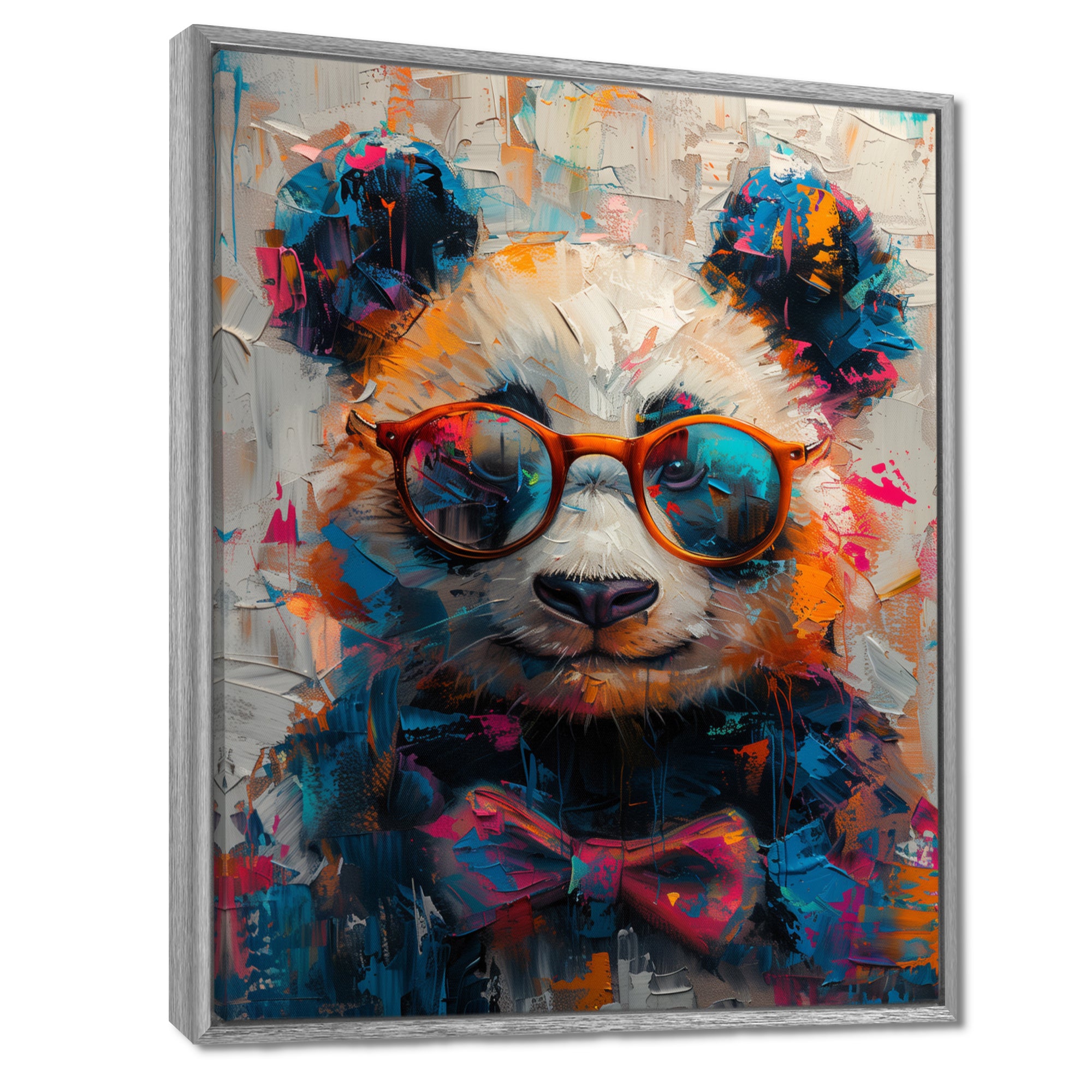 Red black panda portrait illusion - Panda Canvas Wall Art