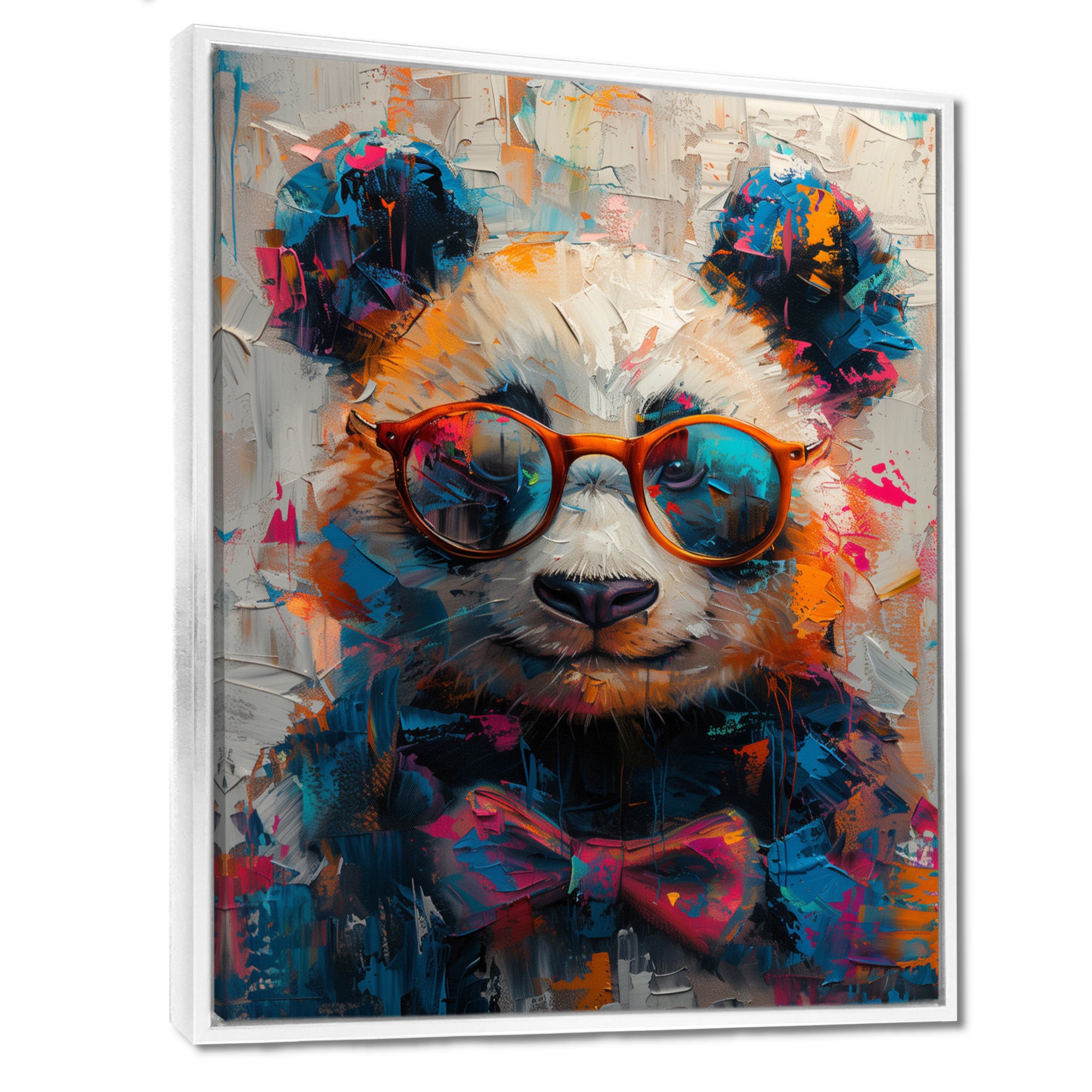 Red black panda portrait illusion - Panda Canvas Wall Art