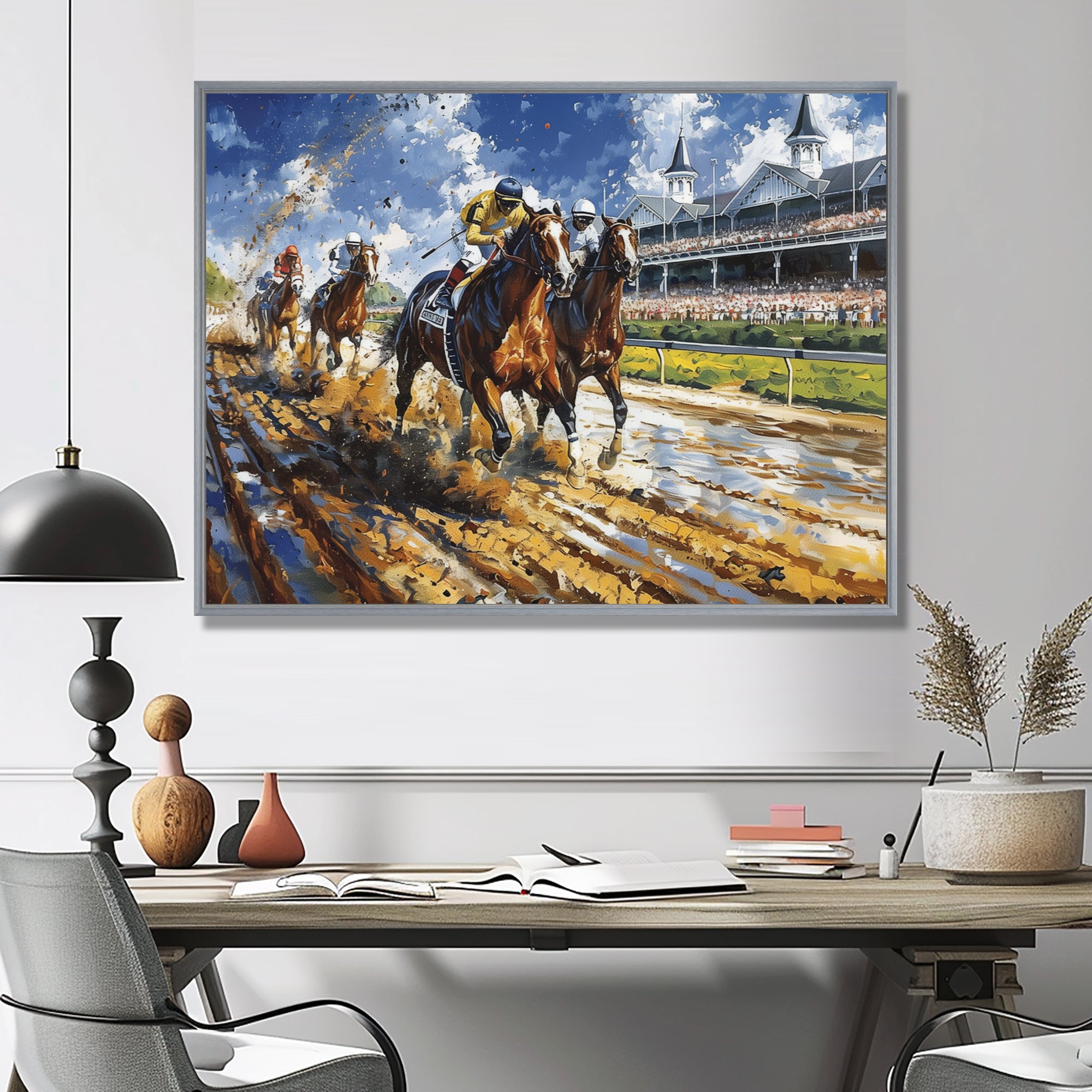 Horse Racing Track To Victory I - Horse Racing Canvas Wall Art