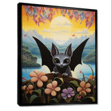 Gothic Bat in colorful flower rainforest - Bat Living Room Wall Art