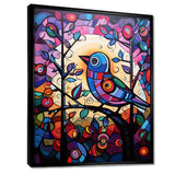 Stained glass Bird singing on branch Pop art - Bird Canvas Wall Art