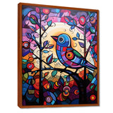 Stained glass Bird singing on branch Pop art - Bird Canvas Wall Art