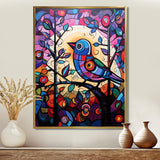 Stained glass Bird singing on branch Pop art - Bird Canvas Wall Art