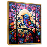 Stained glass Bird singing on branch Pop art - Bird Canvas Wall Art