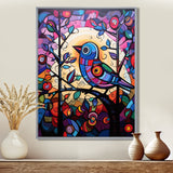Stained glass Bird singing on branch Pop art - Bird Canvas Wall Art