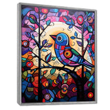 Stained glass Bird singing on branch Pop art - Bird Canvas Wall Art