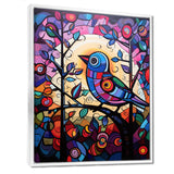 Stained glass Bird singing on branch Pop art - Bird Canvas Wall Art