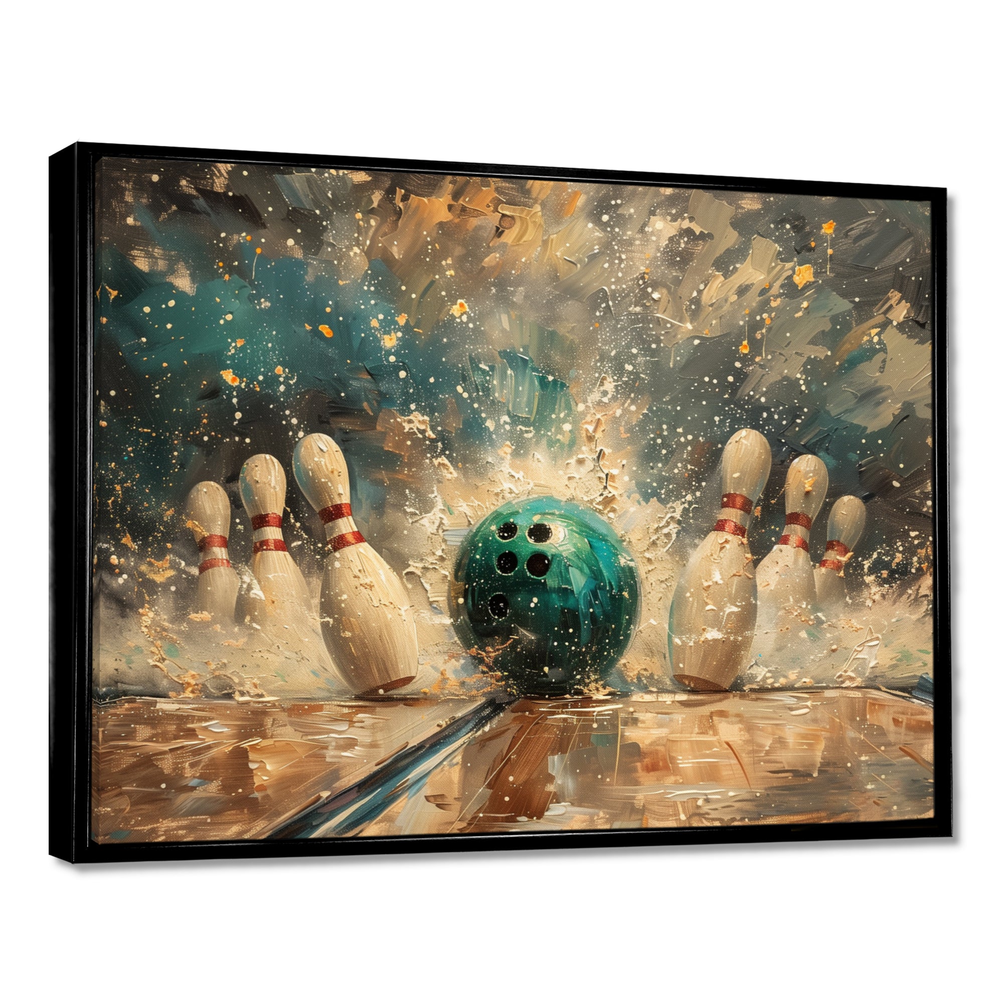 Green Bowling Ball Full Strike I - Bowling Canvas Wall Art
