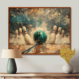 Green Bowling Ball Full Strike I - Bowling Canvas Wall Art