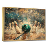 Green Bowling Ball Full Strike I - Bowling Canvas Wall Art