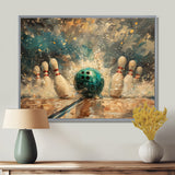 Green Bowling Ball Full Strike I - Bowling Canvas Wall Art