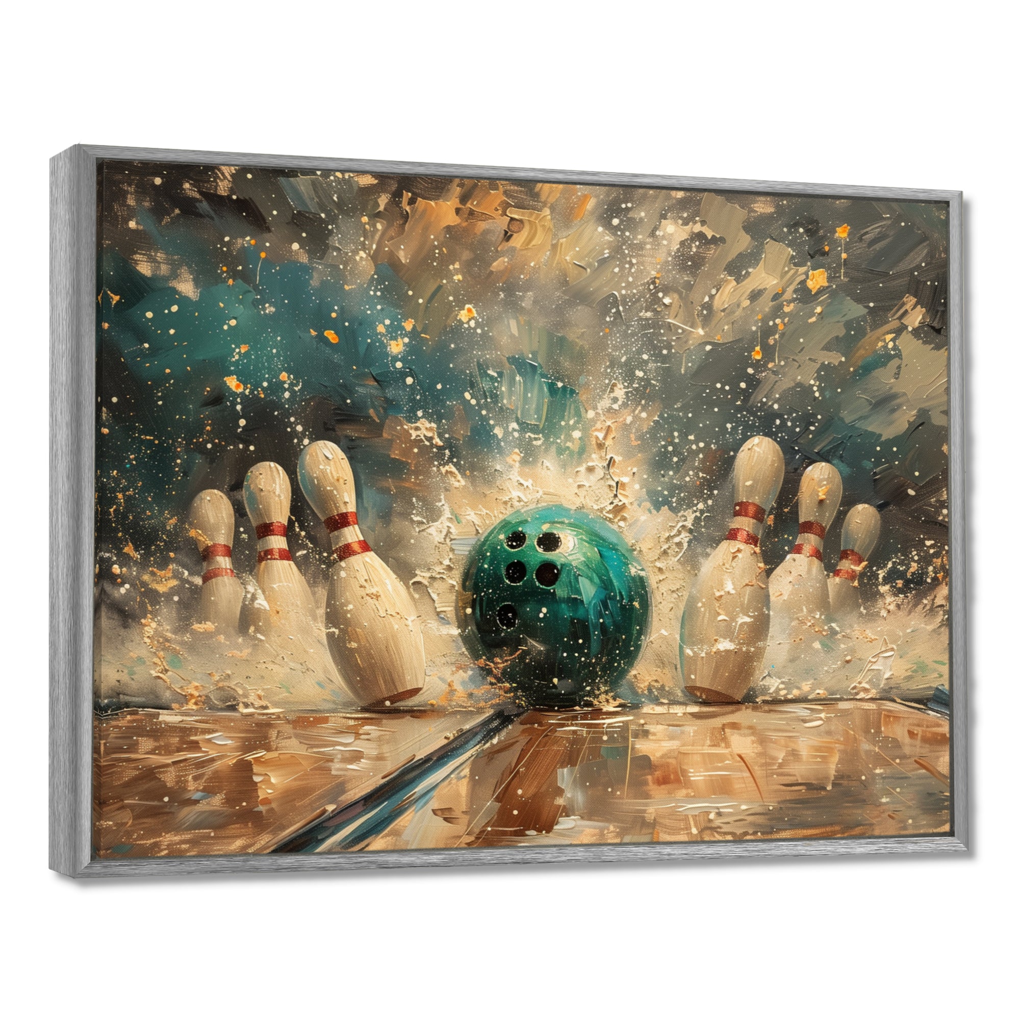 Green Bowling Ball Full Strike I - Bowling Canvas Wall Art