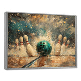 Green Bowling Ball Full Strike I - Bowling Canvas Wall Art